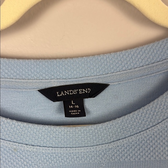 Lands End Light Blue Sweatshirt Casual Crewneck Striped Design Size Large - Picture 3 of 8